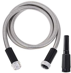 FOXEASE Metal Water Hose 5 ft - Stainless Steel Water Hose with Adjustable Nozzle, Lightweight, Tangle Free & Kink Free, Heavy Duty, High Pressure, Flexible, Dog Proof