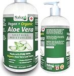 475ml (16oz) ORGANIC Aloe Vera, Vegan + Soothing Moisturizer, 99% PURE, Cold Pressed, Made in Canada