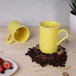 Ariane Coffee Mugs Set of 2 Porcelain Mugs for Tea Ceramic Milk Mug Set Mug for Green Tea Chocolate Cocoa Mug Set (Sandra Set of 2 Yellow) (280 ml) (100% Pure Vegetarian Bone Ash Free Mugs)