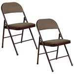 Story@Home Metal Seat and Back Cushion Multipurpose Folding Chair Combo Set for Office Use, Kids, Home, School Study Folding Chairs, Living Room, Balcony and Outdoors - Set of 2 (Brown)