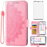 Asuwish Compatible with LG Velvet 5G/LGVelvet Verizon G5 UW T-Mobile 2020 Wallet Case Tempered Glass Screen Protector Card Holder Flip Wrist Strap Cell Phone Cover for LM G900UM 4G Tmobile Rose Gold