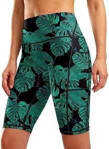 G Gradual Women's 9" High Waisted Swim Board Shorts Tummy Control Swimsuit Bottoms for Women with Liner Pockets, Leaf, Medium