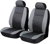 Carseatcover-UK Front Pair of GREY/BLACK KNIGHTSBRIDGE LEATHER LOOK Car Seat Covers