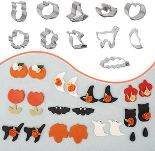 12Pcs Halloween Cookie Cutters Set - Winter Small Stainless Steel Biscuit Cutter Mold, 11 Shapes Halloween Pumpkin Ghost Holiday Shapes Biscuit Pastry Cutters