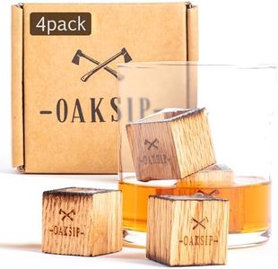 Oaksip Wooden Bourbon and Whiskey Stones Set | Bourbon Gifts for Men, Real Oak & Charred Like A Whiskey Barrel | Great Whiskey Gifts for Men Dad or Brother for Men Who Have Everything