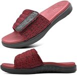 ONCAI Mens Slide Sandals Open Toe Athletic Adjustable Straps Orthotic Plantar Fasciitis Sport Sandals with Soft Cushion Arch Support Footbed Red Size 11.5