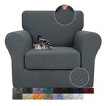 JIVINER Newest 2 Pieces Armchair Covers for Living Room Stretch Chair Slipcovers with 1 Seat Cushion Covers Thick Fitted Couch Cover for Pet Dogs Furniture Protector (Chair, Dark Gray)