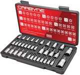 CARBYNE Torx Bit Socket & E-Socket (eTorx, External Torx, Female Torx) Set - 36 Piece, Includes T8-T40, Tamper T8-T40, E4-E18. S2 Bits, CrV Sockets • From a Family-Run Tool Company Based in the U.S.A.