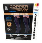 Copper Fit Unisex Compression Sock, Choose Size and Pairs (2, Large/X-Large), Black