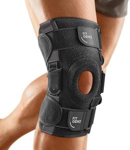 Fit Geno ReActive+ Hinged Knee Brace with Side Stabilizers for Maximum Knee Support, Adjustable Knee Brace for Knee Pain for Men and Women, 2023 Upgraded ACL Knee Brace for Meniscus Tear MCL Arthritis