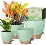 Goproauto Self-Watering Pots for Indoor Plants 4 Pack, 6/8/10/12 Inch Outdoor Planters with Water Level Indicator & Deep Reservoir, Decorative Flower Pots for Home Decor (Green, 12+10+8+6 Inch)