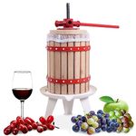 GiantexUK 6L Fruit Press, Wooden Apple Berry Wine Crusher with Straining Bag, Manual Juice Making Tool for Home and Fruit Shop