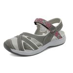 DREAM PAIRS Women's Sport Athletic Sandals Outdoor Hiking Sandals Summer Beach Walking Sandals,181103,Grey/Coral,Size11