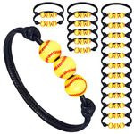 20 Pieces Softball Charm Bracelets Baseball Sports Party Favors Adjustable Inspirational Sport Ball Bracelet for Teens Adults Sports Team, Yellow