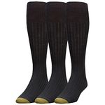 Gold Toe Men's Windsor Wool-Blend Over-The-Calf Dress Sock (Three-Pack), Black, 10-13 (Shoe Size 6-12.5)