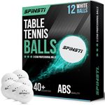 SPINSTI 40+mm Professional 3 Star ABS Quality White Table Tennis Balls Set of 12 Ping Pong Balls for Indoor Sports Spherical and Celluloid-Free for Enhanced Performance