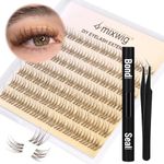 Lvmixwig Brown Lashes Extension Kit Natural Lash Clusters Kit C Curl Individual Lashes Kit Brown 10-12mm Short Eyelash Extensions Kit with Lash Bond and Seal & Lash Applicator for DIY Lash Extension