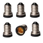 E-Simpo 6pcs E14 to E12 Lamp Base Adapter, EU Small Edison Screw (E14) to North America Chandelier Screw (E12) Socket Reducer,E14 a E12 Lamp Socket Converter
