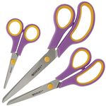 Westcott Easy Grip Scissors 3 Pieces Cassis | Set of 3 Universal Scissors with Comfort Grip | Extra Sharp & Durable Stainless Steel Blade | Scissors for Crafting, Household & Office | N-90029 00