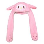 Kawaii My Melody Ear Moving Jumping Hat Cute Cartoon Fluffy Cap Soft Warm HeadWear Anime Plush Hats for Women Girls