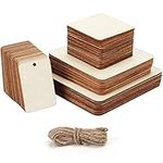 Belle Vous 66 Pieces Unfinished Blank Wood Pieces - 4 Sizes Natural Wooden Cutouts with Twine - Plain Coaster Slices for DIY Arts/Crafts, Painting, Pyrography/Wood Burning and Decorations