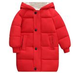 liangp Baby Clothes Sale Girl Hooded Kids Zipper Coat Warm Windproof Jacket Winter Warm Parka Coats Padded Long Overcoat Lightweight Outerwear Girls Coats 8-9 Years Teal