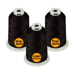 Simthread - 33 Selections - Various Assorted Color Packs of Polyester Embroidery Machine Thread Huge Spool 5500Y for All Purpose Sewing Embroidery Machines - #900 Black