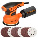 Yunirvana Orbital Sander, 280W Power, 13000 OPM, 6-Speed Random Orbit Sander with 15 Sanding Discs (125mm), Electric Sander with Dust Collection System for Sanding and Polishing