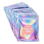 100 Pieces Mylar Bags - 4 X 6" | Mylar Bags For Food Storage | Smell Proof Bags | Bags For Packaging Products | Holographic Bags | Pouch Bags | Package Bags | Smell Proof Baggies