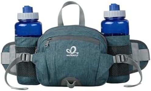WATERFLY Fanny Pack Waist Bag: Fannie Pack 2 Water Bottle Holders Lumbar Belt Hiking Walking Running Jogging Camping Large Woman Man (Teal Bule)