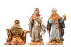 Fontanini by Roman Inc., 3 Piece King Set, 5" Three Kings Collection, Nativity Figure and Accessories, Hand Sculpted and Painted