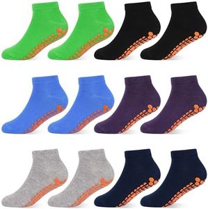 HYCLES Boys Girls Non-Slip Toddler Socks Grip Ankle Sticky Sock Anti-Skid Socks for Kids 6 Pairs for 6-9 Years Kids