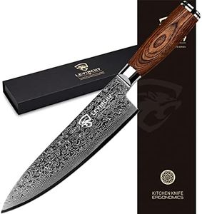 LEVINCHY Damascus Chef's Knife 8 inch Professional Handmade Damascus Stainless Steel Kitchen Knife, Superb Edge Retention, Stain & Corrosion Resistant, Ergonomic PAKKA Wood Handle