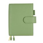 Ox Knight A6 Leather Planner Cover for Hobonichi, Stalogy, Midori Hibino, Leuchtturm1917, and More - with Pen Loop, Card Slots, Back Pocket, and Bookmarks (Green)