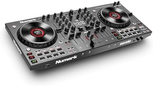 Numark NS4FX – 4-channel DJ Controller, Touch Jog Wheels with Display, Performance Pads and Effects, Booth and Main Outputs, Serato DJ Lite Included