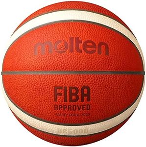 Molten BG5000 Basketball, Official International FIBA Game & Match Ball, FIBA Approved, Premium Real Leather, Indoor Play, Orange/Ivory, Size 7, Suitable for Boys Age 14 & Adult