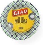 Glad Round Disposable Paper Bowls with Blue and Green Happy Daisies Design | Soak Proof, Cut-Resistant, Microwaveable Heavy Duty Disposable Bowls | 16 oz, 40 Count Cute Design Floral Paper Bowls