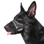 OneTigris Dog Muzzle,Soft Nylon Muzzle Anti Biting Barking Chewing,Adjustable Air Mesh Breathable Mesh Medium Dog Muzzle Allows Panting Drinking(Black, XXXL)