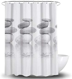 Queta Rideau de douche, anti-bactérien, résistant à la moisissure et imperméable, avec 12 anneaux de rideau de douche, en polyester, 180 x 180 cm, gris galets gris