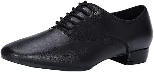 ZHENSI Men's Latin Dance Shoes Modern Ballroom Shoes Soft Bottom Low Heel Breathable for Indoor Outdoor,Black,9.5 UK