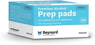 Reynard Health Supplies 70% Alcohol Antiseptic Prep Pad, Sterile, Extra Thick Premium Clothes, Individually Sealed, 8.5 x 4.5 cm, White, 100 Count