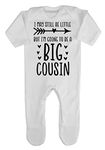 Miammo I may be little but I'm going to be a big cousin (pregnancy baby announcement) [BBY3] baby romper jumpsuit with feet, 3-6 months, White