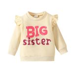 Toddler Girls Big Sister Sweatshirt Little Sis Matching Outfit Baby Boy Brother Long Sleeve T Shirts Tops Lil BRO Tees Clothes (Ruffle Sleeve Big Sister, 2-3 Years)