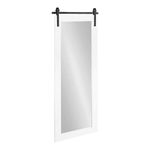 Kate and Laurel Cates Farmhouse Wood Framed Full Length Panel Mirror, 18 x 50, White, Barn Door-Inspired Rustic Mirrors for Wall