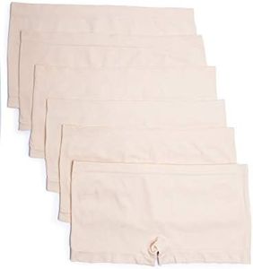 Caramel Cantina 6 Pack Nylon Spandex Plus Size Hipster Boy Short Panties (3X, Praline)