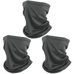 SUNLAND Outdoor Neck Gaiter Bandana UV Dust Protection Face Covering Elastic Face Scarf Balaclava for Motorcycle Bike Hiking 3Pack Darkgrey