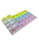 SmartCam® Pill Case- 4 Row 28 Squares Weekly 7 Days Tablet Box Holder Medicine Storage Organizer Container, Pack of 1