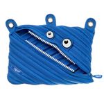 ZIPIT Monster Pencil Pouch for Boys | 3-Ring Binder Pencil Case | Large Capacity Pen Case for School (Blue)