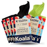 Koala Lens Cleaning Cloth | Japanese Microfiber | Glasses Cleaning Cloths | Eyeglass Lens Cleaner | Eyeglasses, Camera Lens, VR/AR Headset, and Screen Cleaning | Black & Green (Pack of 6)