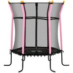 HOMCOM 5.2FT / 63 Inch Kids Trampoline With Enclosure Net Mini Indoor Outdoor Trampolines for Child Toddler Age 3-10 Years Pink